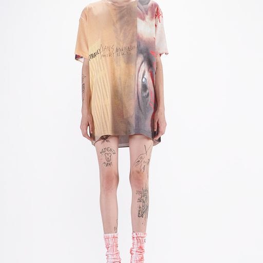 T-Shirt Barbara Bologna Full Print T-Shirt Nude Graphic Print White Smoke