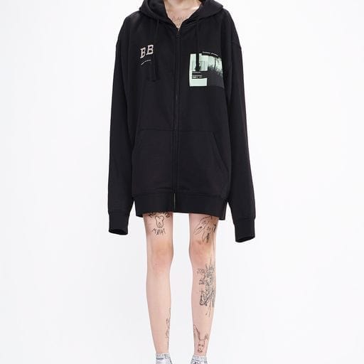 Women's Sweatshirts Barbara Bologna Felpa BB ENB Black Zip Hoodie Black