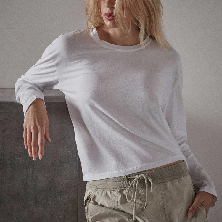 Shirts & Tops James Perse Boxy Long Sleeve Tee - Loose Fit Casual Top Slate Gray