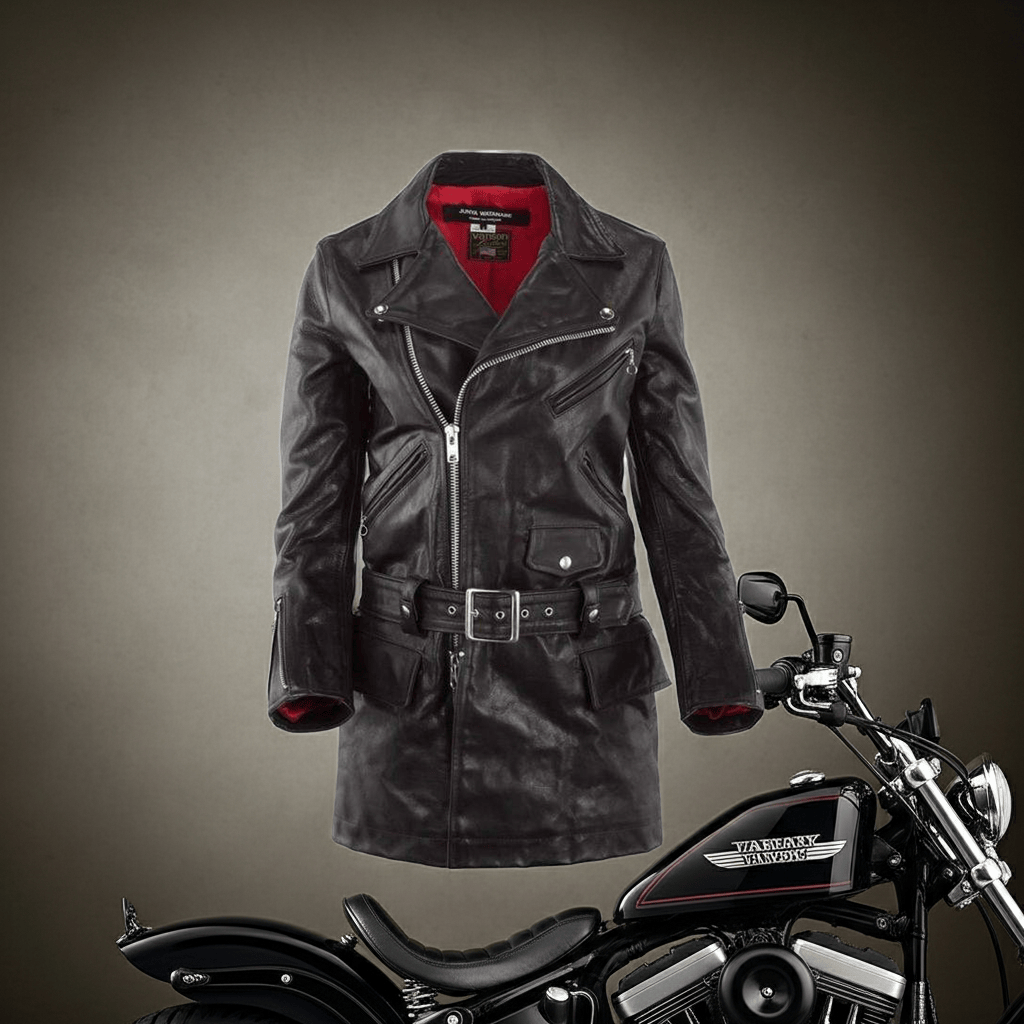 Womens Jackets + Coats Junya Watanabe Vintage Biker Jacket - Distressed Leather Dark Slate Gray