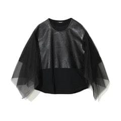 Women Top Undercover Black Layered Top in Cotton and Georgette Dark Slate Gray
