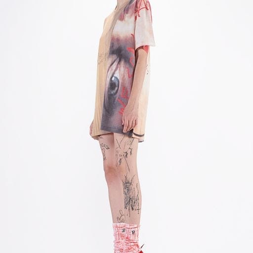 T-Shirt Barbara Bologna Full Print T-Shirt Nude Graphic Print White Smoke