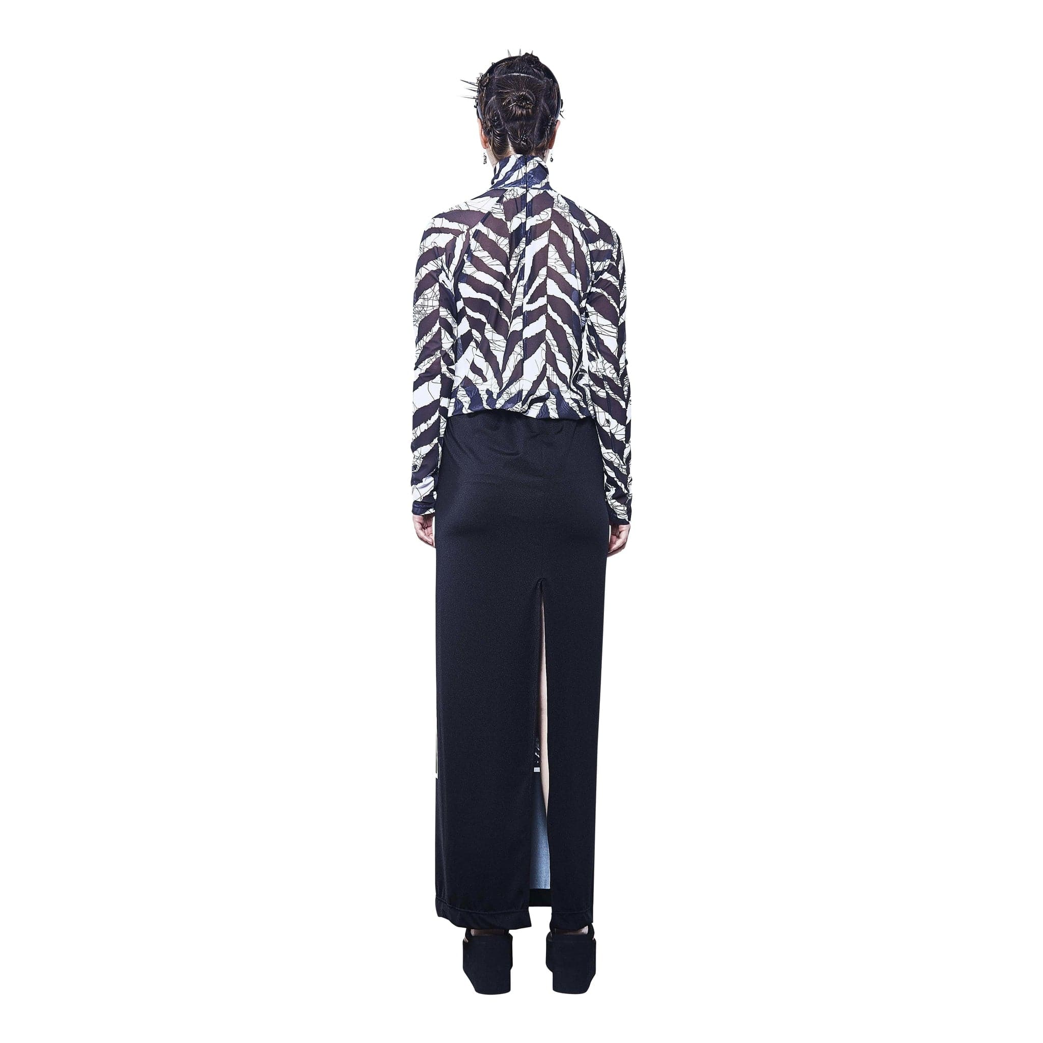 Top Barbara Bologna Long Sleeve Top Black White Mesh Dark Slate Gray