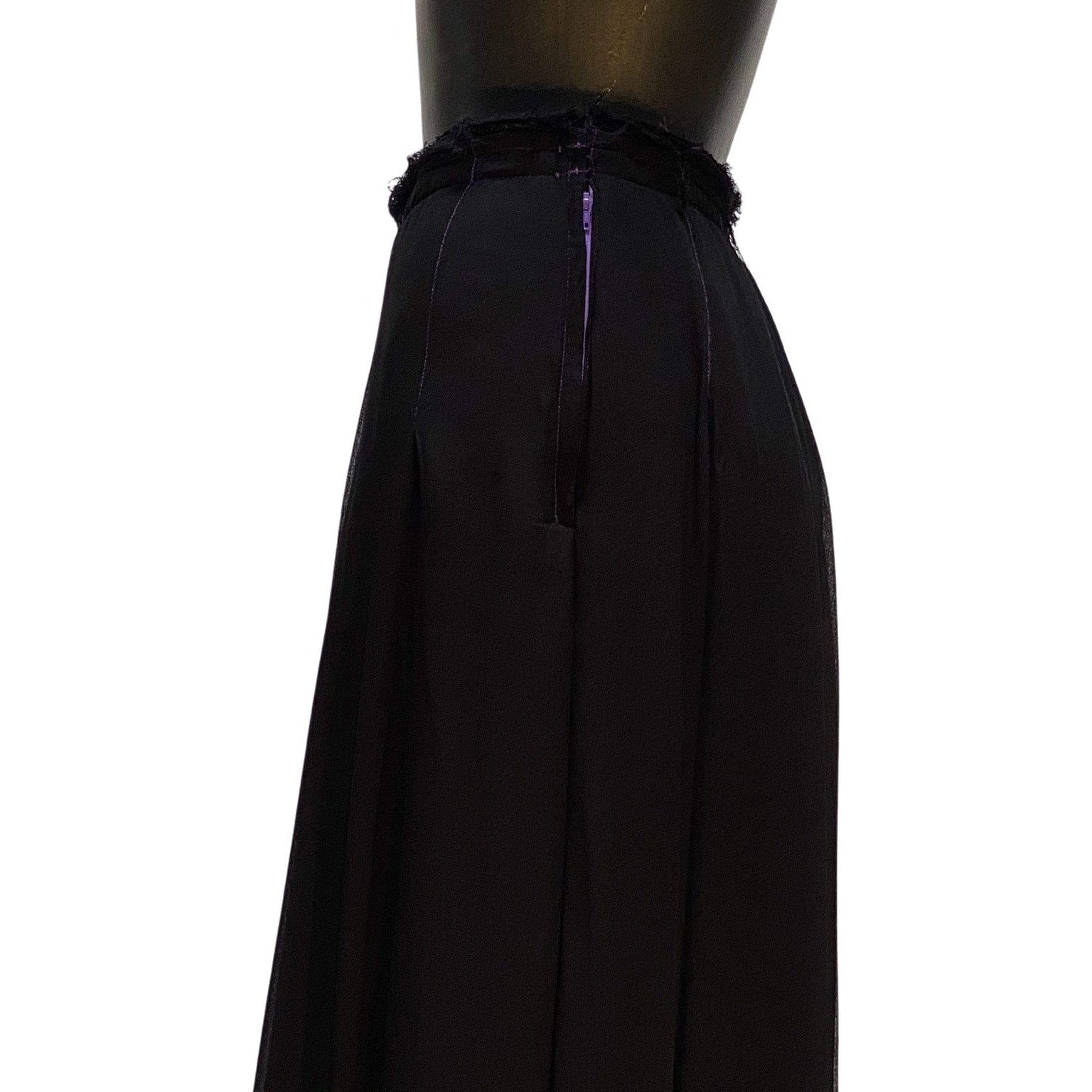 Skirts Comme des Garçons Pleated Skirt - Black Rayon Frayed Black
