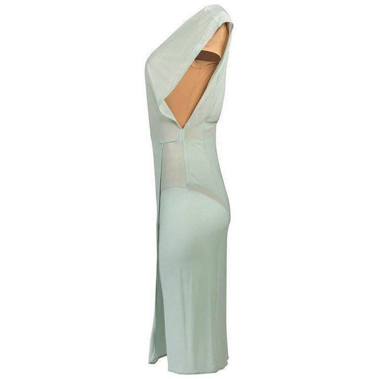 Dresses Maison Martin Margiela Vintage Midi Dress - Sea Foam Deep-V Cap Sleeves Gray