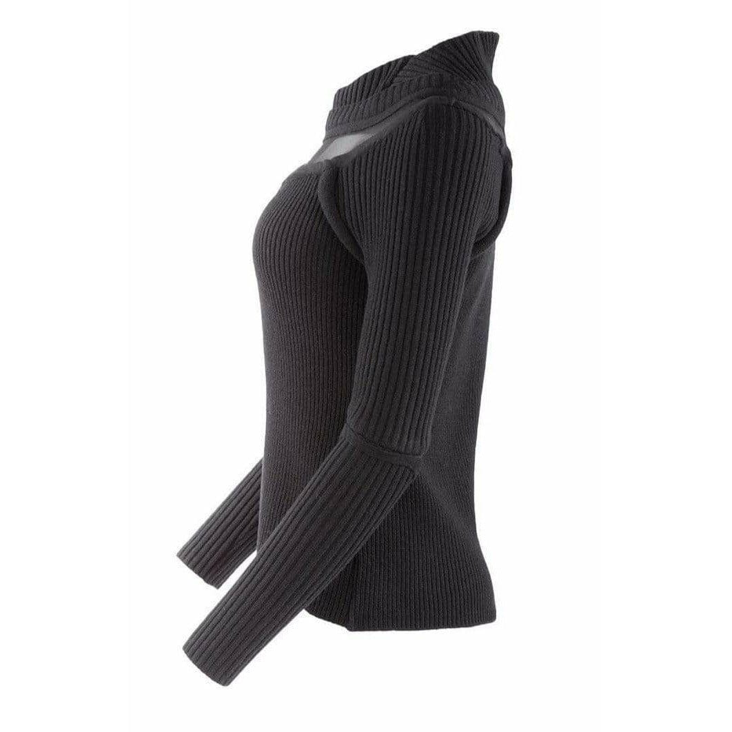 Shirts & Tops Undercover Vintage Rib Knit Cutout Sweater - Black Pullover Dark Slate Gray