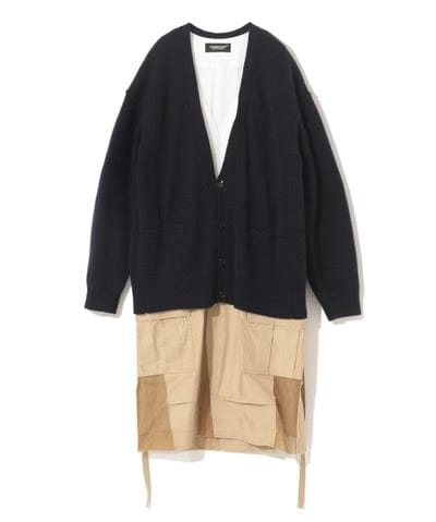 Womens Jackets + Coats Undercover Deconstructed Navy & Khaki Angora Wool Blend Coat Dark Slate Gray